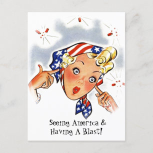 Vintage Retro America Travel Trip Seeing USA Holiday Postcard