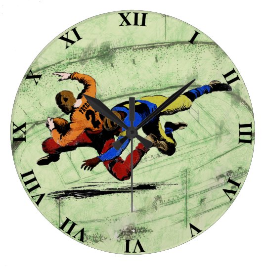 Vintage Retro American Football Players Old Comics Large Clock