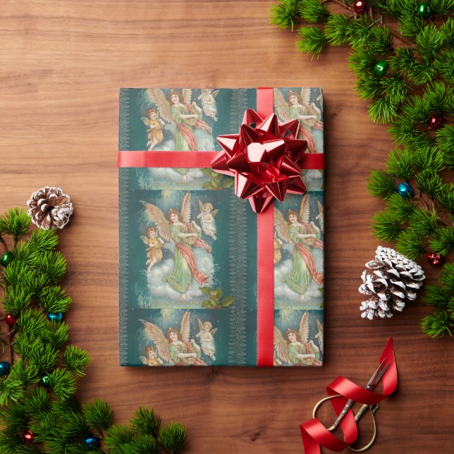 Vintage Retro Angels Christmas  Wrapping Paper (Holiday Gift)