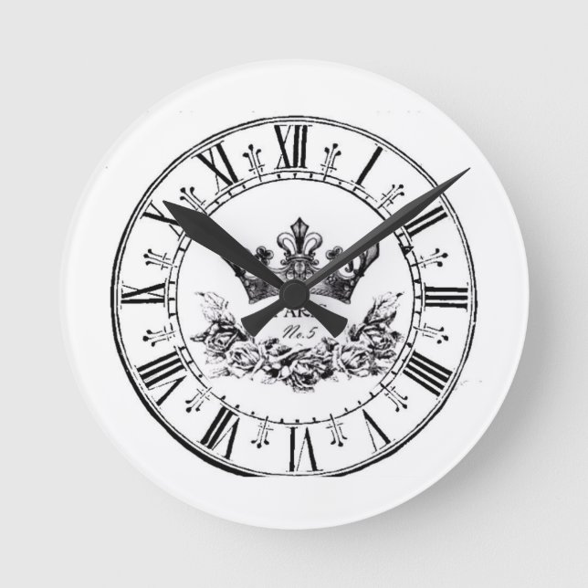 Vintage Retro Antique Paris Face Round Clock (Front)