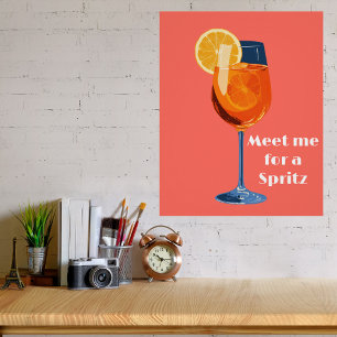 Vintage Retro Aperol Spritz Italian Cocktail Custo Poster