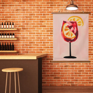 Vintage Retro Aperol spritz Italian cocktail Hanging Tapestry