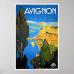Vintage Retro Art Deco French Travel Avignon Poster<br><div class="desc">A reproduction print of a 1930s Art Deco poster featuring an ad promoting tourism to France Avignon Sur le pont/Sur le Pont d'Avignon. Digitally refurbished to bring out the original colours, even better and fix as many imperfections as possible. Please customize the poster size, texture, border and/or frame to suit...</div>