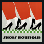 Vintage Retro Art Deco Women Shoes Pumps Custom Poster<br><div class="desc">Tres Chic Ladies in Red Pants Black Shoes Pumps Art Nouveau Design Designer Women Fashion Boutique Custom Text Wall Art. Make it uniquely YOURS! To change the text, use the personalize option. For more extensive text changes such as changes to the font, font colour, or text layout, choose the customize...</div>