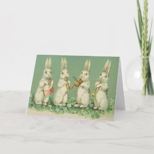Vintage Retro Art Easter Bunny Bunnies Orchestra Holiday Card