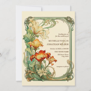 Vintage Retro Art Nouveau Botanical Garden Frame  Invitation