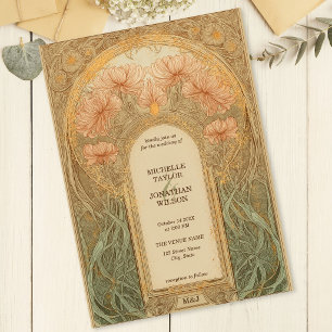 Vintage Retro Art Nouveau Botanical Garden Frame Invitation