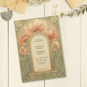 Vintage Retro Art Nouveau Botanical Garden Frame Invitation
