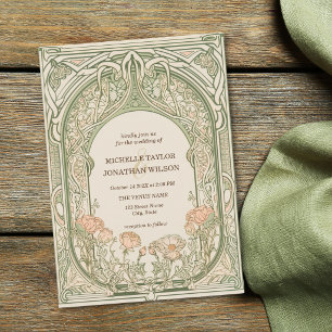 Vintage Retro Art Nouveau Botanical Garden Frame Invitation