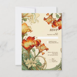 Vintage Retro Art Nouveau Botanical RSVP Card