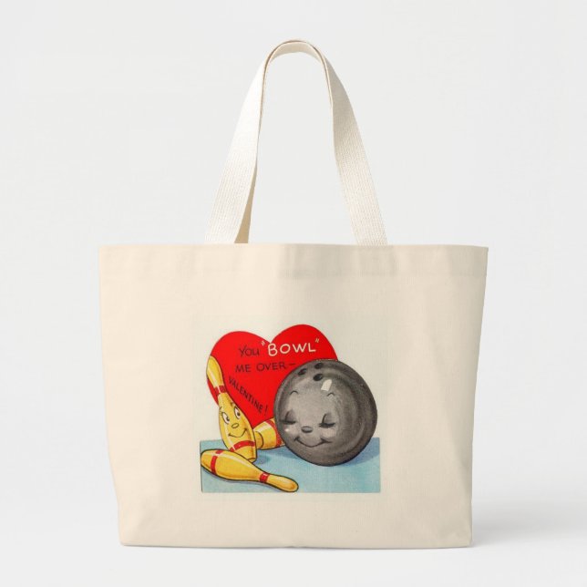 Vintage Retro Art Valentine's Day Large Tote Bag (Front)