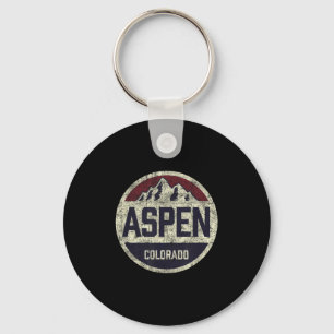 Vintage Retro Aspen Colorado Mountain Circle Skiin Keychain