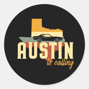 Vintage Retro Austin Texas TX USA City Map Classic Round Sticker