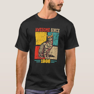 Vintage Retro Awesome Since 1986 36th Bday Cat Sun T-Shirt
