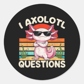 Vintage Retro Axolotl Questions Shirts Men Women Classic Round Sticker