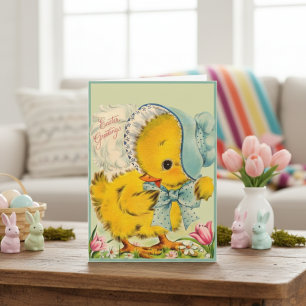 Vintage Retro Baby Chick Easter Greetings Custom Holiday Card