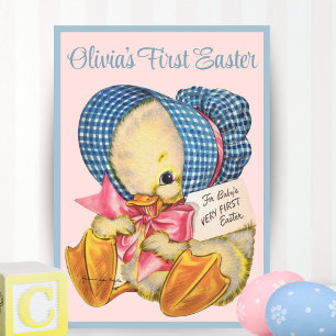 Vintage Retro Baby's First Easter Cute Custom Holiday Card