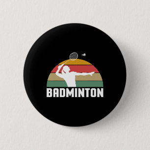 Vintage Retro Badminton Shuttle Player  2 Inch Round Button