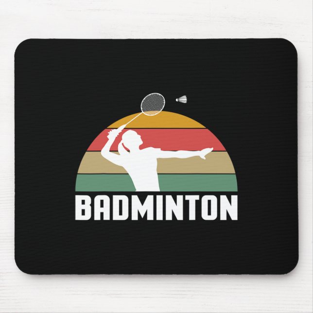 Vintage Retro Badminton Shuttle Player  Mouse Pad (Front)