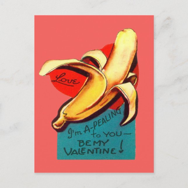 Vintage Retro Banana Valentine Card (Front)
