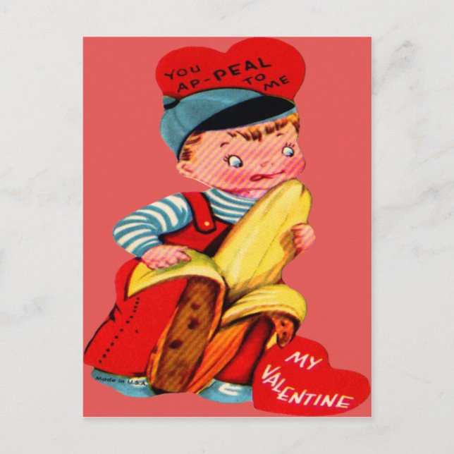 Vintage Retro Banana Valentine Card (Front)