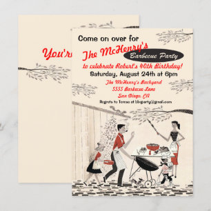 Vintage Retro Barbecue Party Invitation