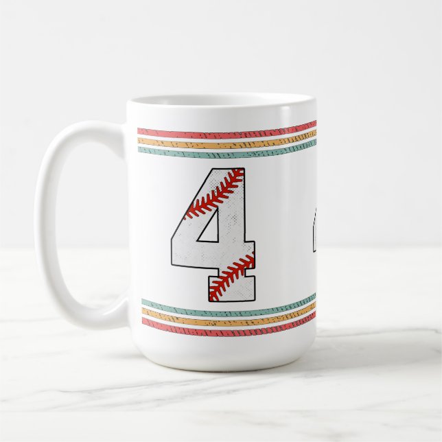 Vintage Retro Baseball Number 4 Classic Coffee Mug (Left)