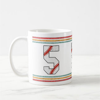 Vintage Retro Baseball Number 5 Distressed Coffee Mug
