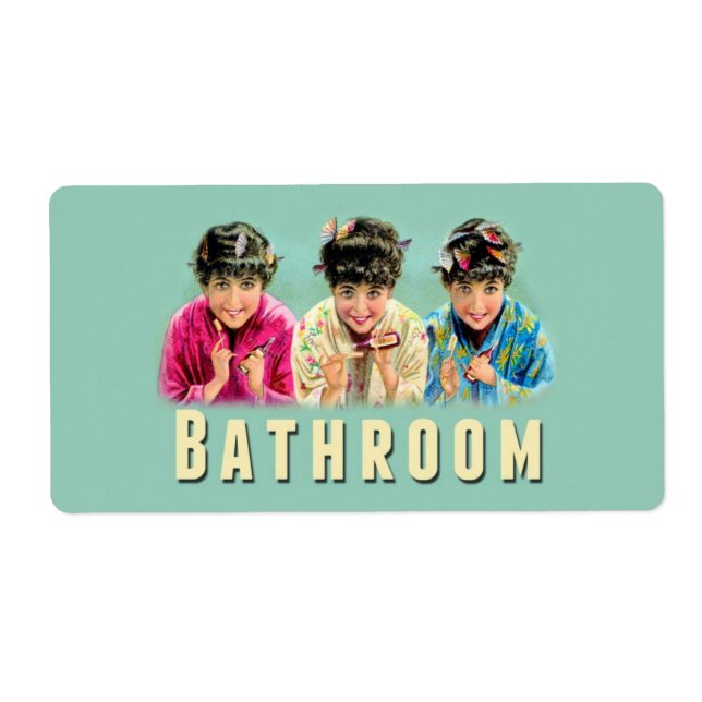Vintage Retro Bathroom Moving Box Label Small (Front)