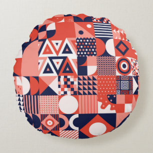 Vintage retro bauhaus design vintage seamless patt round pillow