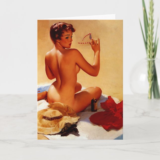 Vintage Retro Beach Summer Pinup Girl Card (Front)