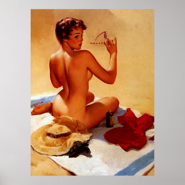 Vintage Retro Beach Summer Pinup Girl Poster (Front)