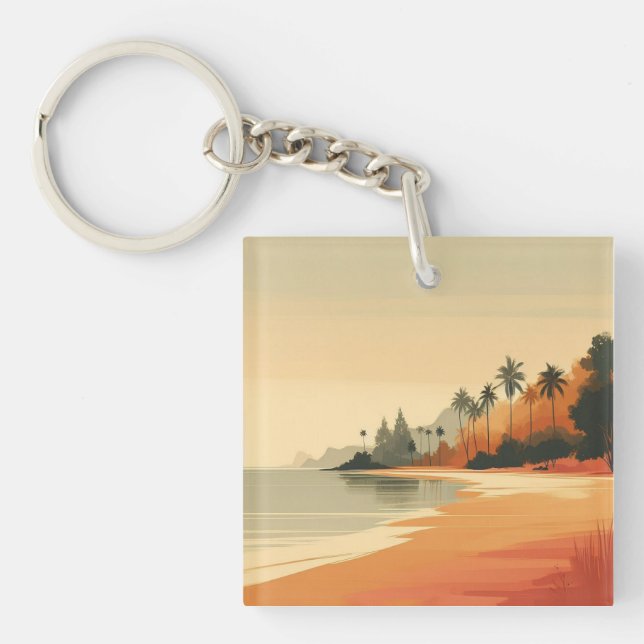 Vintage/retro beach/tropical  keychain (Front)