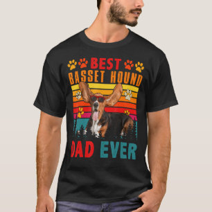 Vintage Retro Best Basset Hound Dad Ever Cute Dog  T-Shirt