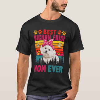 Vintage Retro Best Bichon Frise Mom Ever Cute Dog  T-Shirt