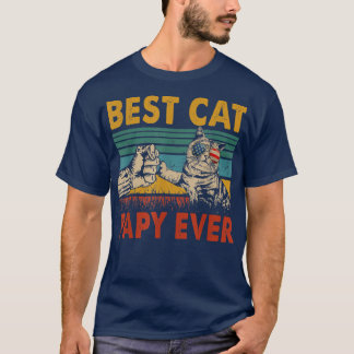 Vintage Retro Best Cat Papy Ever Funny Dad Cat Lov T-Shirt