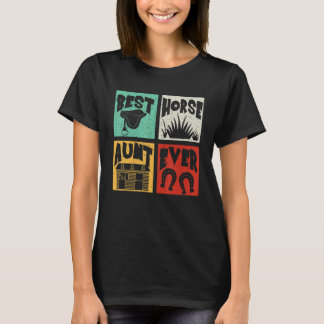 Vintage Retro Best Cute Horse Aunt Ever  Farmer T-Shirt
