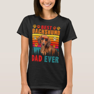 Vintage Retro Best Dachshund Dad Ever Cute Dog Sun T-Shirt