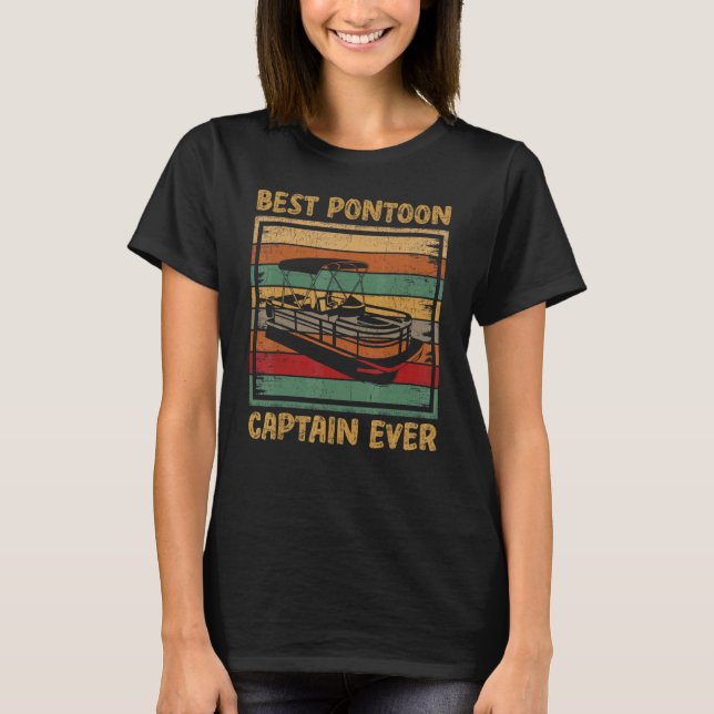 Vintage Retro Best Pontoon Captain Ever T-Shirt (Front)