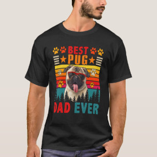 Vintage Retro Best Pug Dad Ever Cute Dog Sunglasse T-Shirt