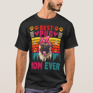 Vintage Retro Best Pug Mom Ever Cute Dog Headband T-Shirt