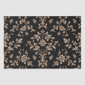 Vintage Retro Black and Gold toile de jouy Tissue Paper