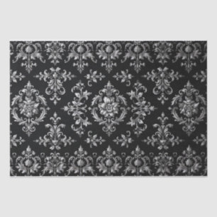 Vintage Retro Black and Silver toile de jouy Tissue Paper