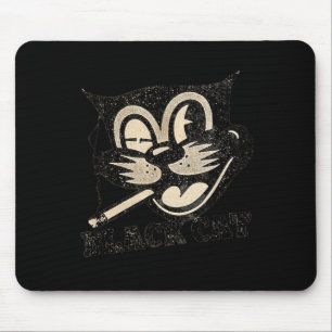 Vintage Retro Black Cat Smoking Halloween Gift Mouse Pad