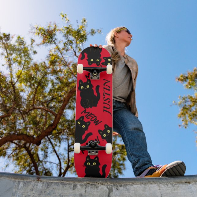 Vintage retro black cats Gang  Skateboard (Outdoor 1)