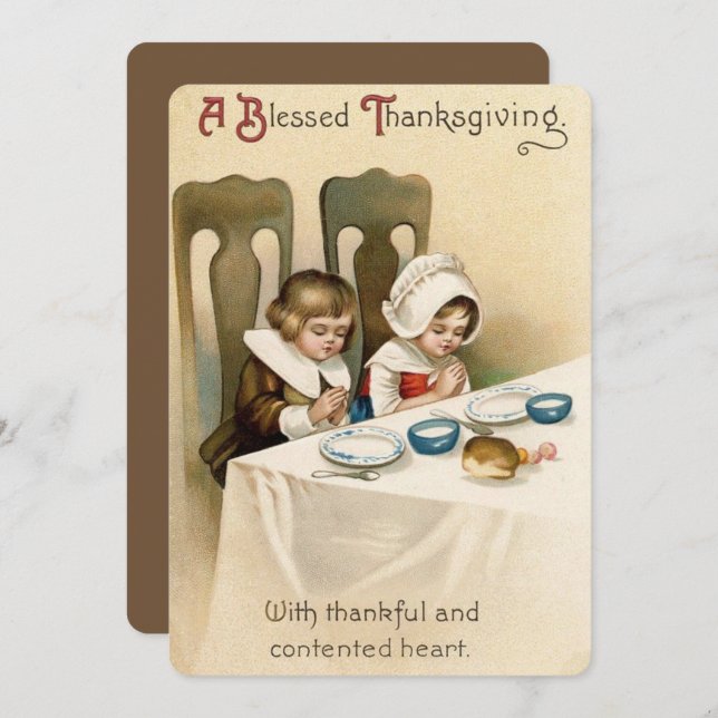 Vintage Retro Blessed Thanksgiving  Holiday Card (Front/Back)
