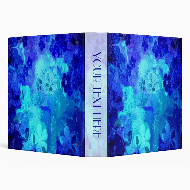 Vintage retro blue floral pattern 4 binder (Background)