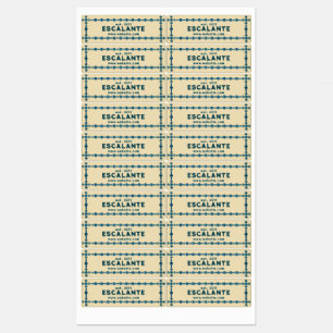 Vintage Retro Blue Gem Border on Beige Custom