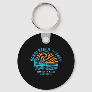 Vintage Retro Bondi Beach Sydney Australia Surfer  Keychain