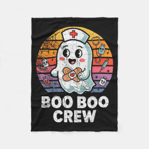 Vintage Retro Boo Boo Crew Nurse Halloween Nurses Fleece Blanket